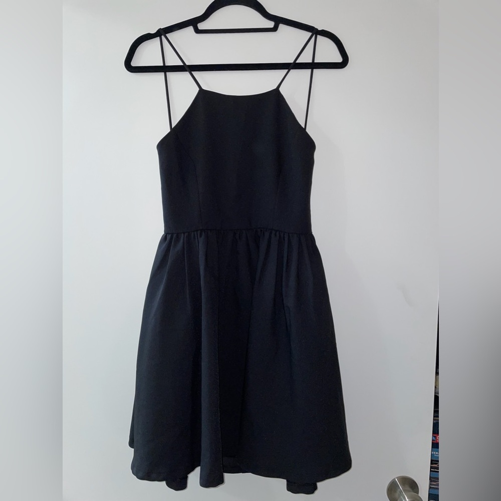 EUC Lulu’s Black Mini Cocktail Low Back Dress Size M